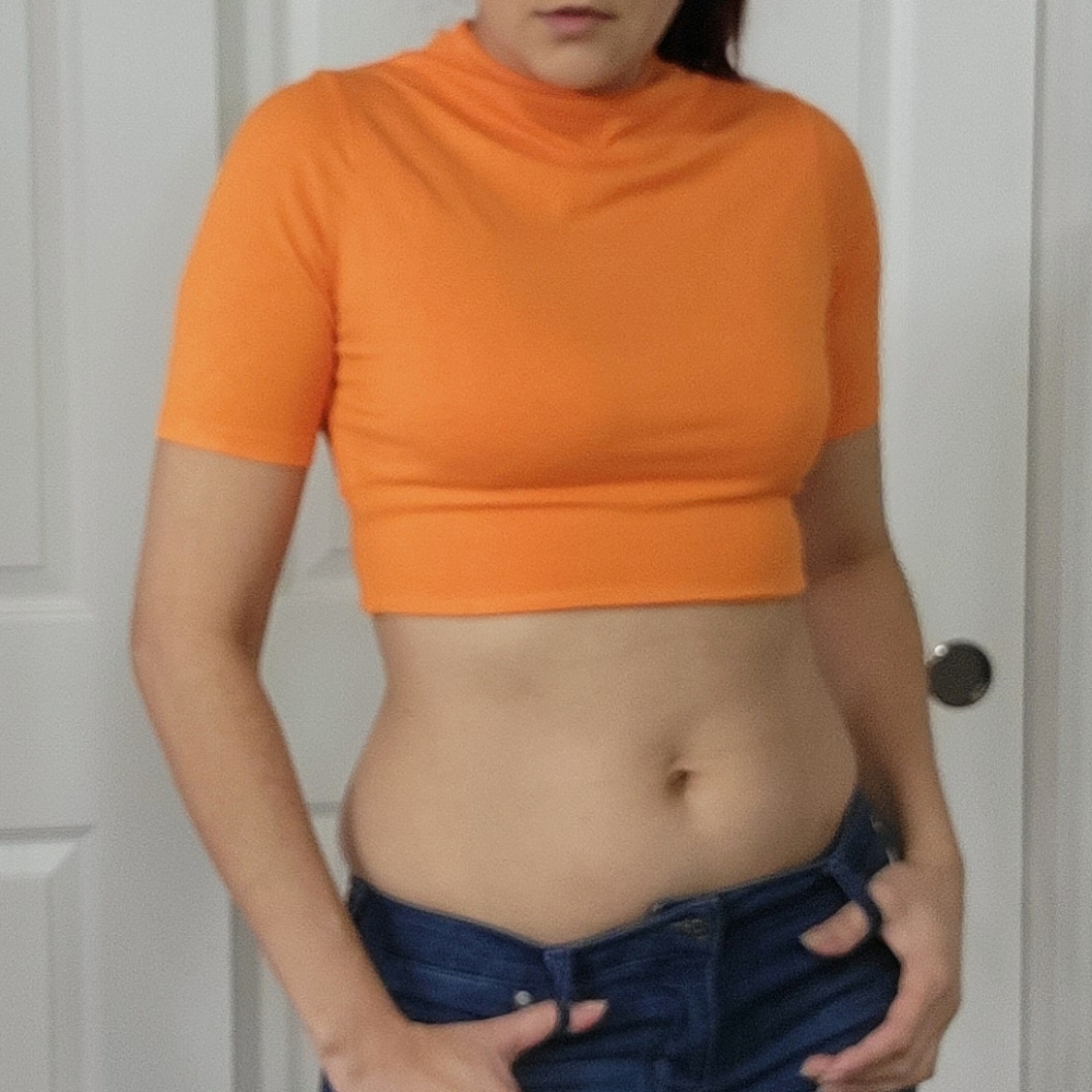 NAKED WARDROBE ORANGE CROP TOP/ XL.
